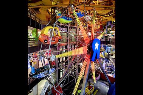 A giant Ferris wheel in the Toys R Us store